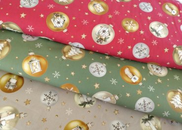 christmas baubles christmas fabric in 3 colours